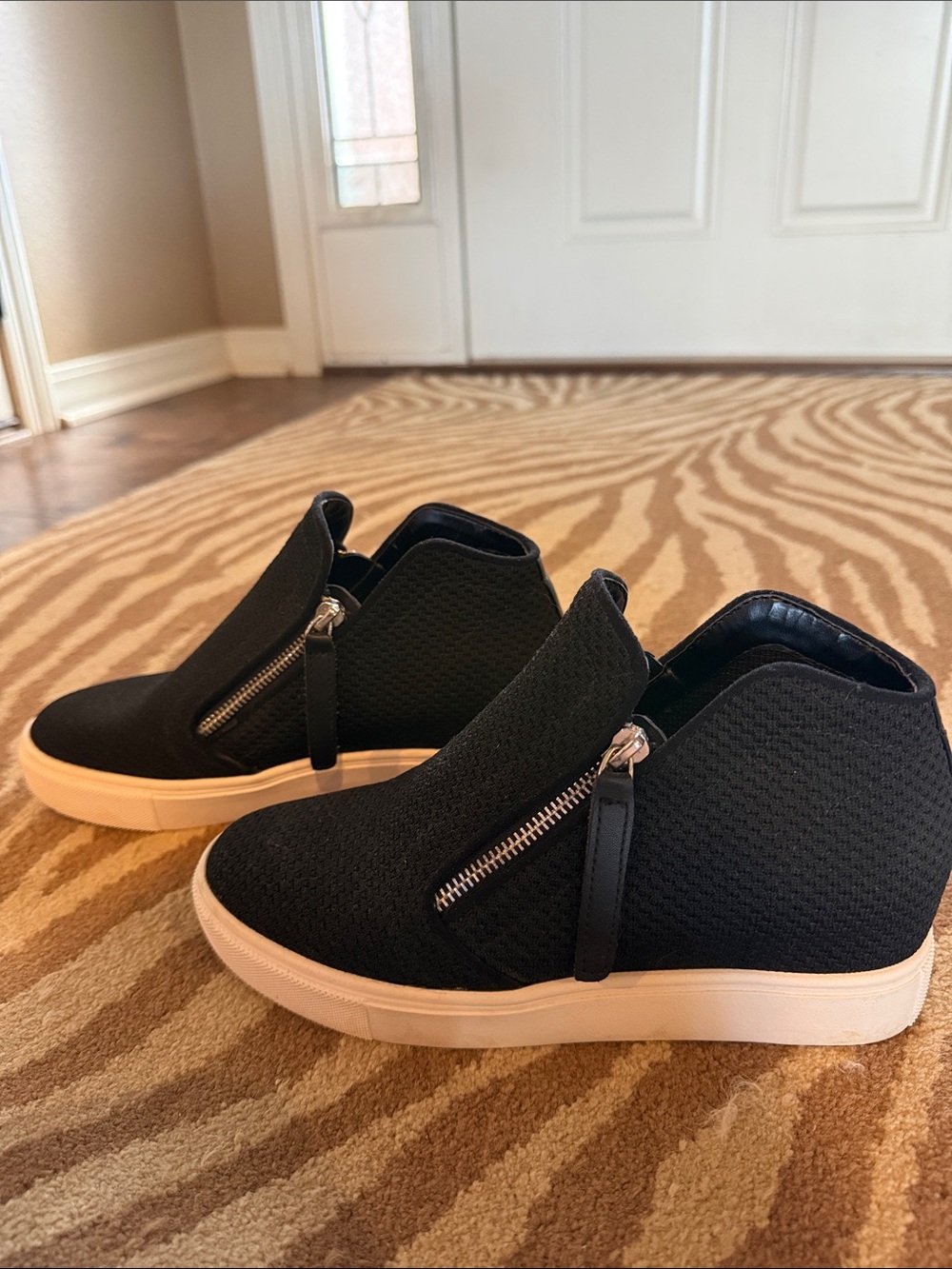 Steve Madden Women's Black Slip-On Wedge Sneaker with Side Zip - Picture 4 of 4